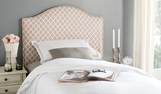 Safavieh Connie Dusty Rose and White Headboard-Silver Nail Head Bedding 