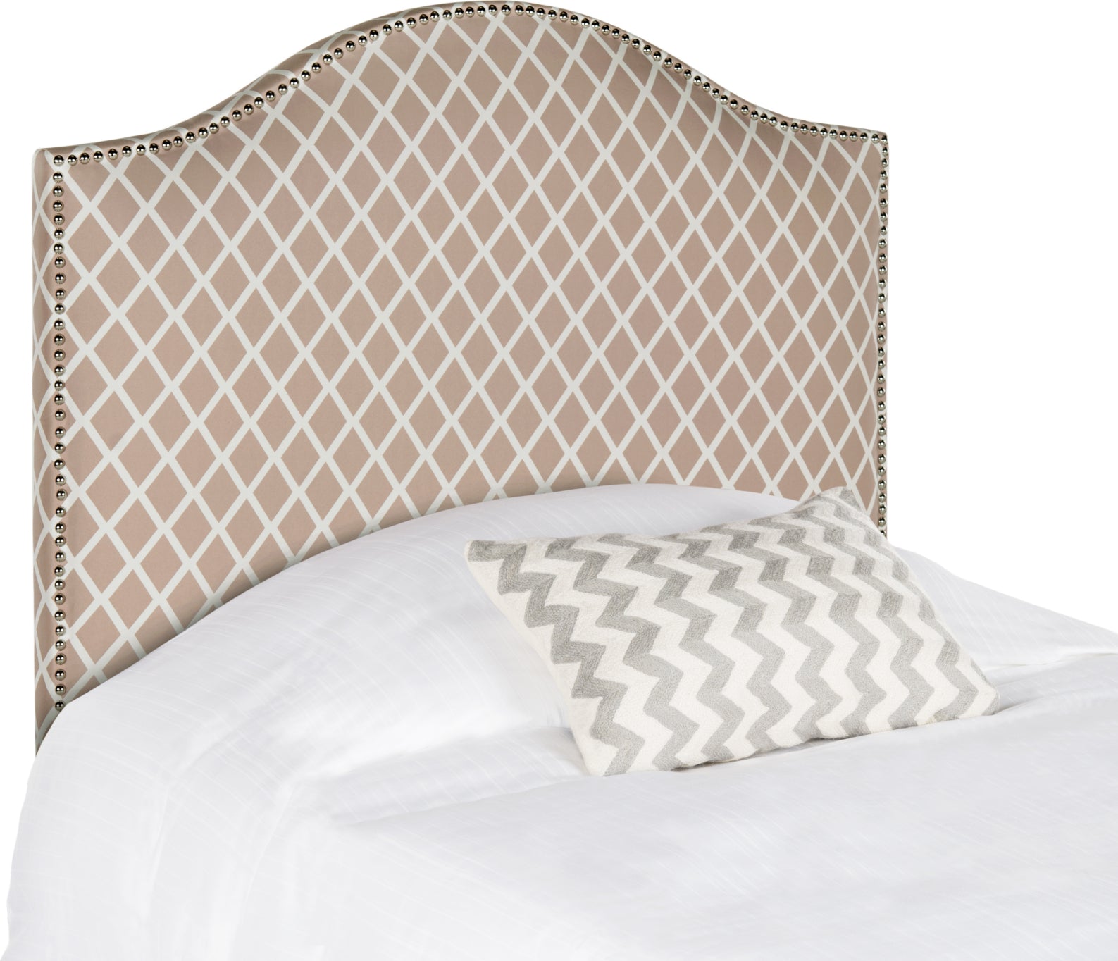 Safavieh Connie Dusty Rose and White Headboard-Silver Nail Head Bedding main image