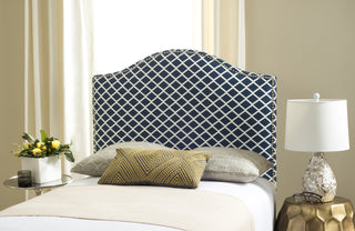 Safavieh Connie Blue and White Headboard-Silver Nail Head Navy Furniture  Feature