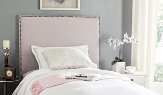 Safavieh Sydney Taupe Headboard-Brass Nail Head Furniture  Feature