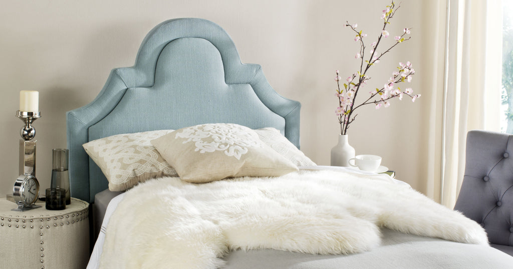 Safavieh Kerstin Sky Blue Arched Headboard Furniture  Feature