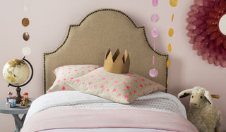 Safavieh Hallmar Hemp Arched Headboard-Brass Nail Head Bedding 