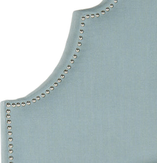 Safavieh Hallmar Sky Blue Arched Headboard-Silver Nail Head Bedding 