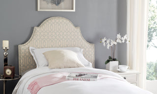 Safavieh Hallmar Silver and Cream Arched Headboard-Silver Nail Head Furniture  Feature