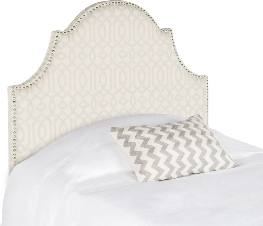 Safavieh Hallmar Silver and Cream Arched Headboard-Silver Nail Head Bedding main image