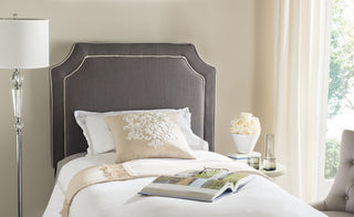 Safavieh Dane Charcoal and Light Grey Piping Headboard Charcoal/Light Bedding 