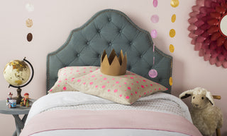 Safavieh Arebelle Sky Blue Tufted Headboard-Silver Nail Head Furniture  Feature