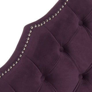 Safavieh Arebelle Aubergine Velvet Headboard-Silver Nail Head Bedding 