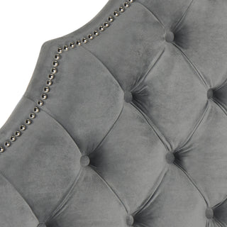 Safavieh Arebelle Pewter Velvet Tufted Headboard-Silver Nail Head Bedding 