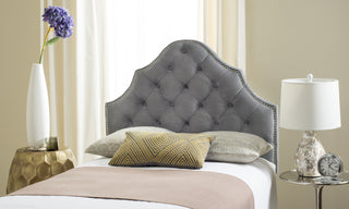 Safavieh Arebelle Pewter Velvet Tufted Headboard-Silver Nail Head Furniture  Feature