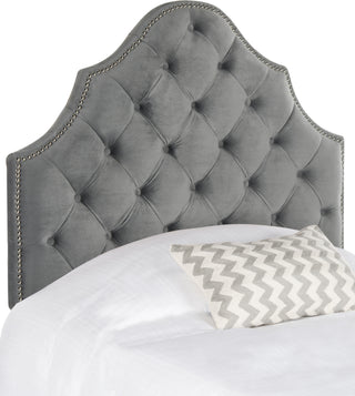 Safavieh Arebelle Pewter Velvet Tufted Headboard-Silver Nail Head Bedding main image