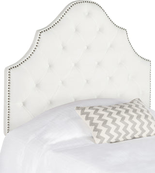 Safavieh Arebelle White Velvet Tufted Headboard-Silver Nail Head Bedding main image