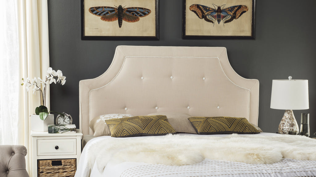 Safavieh Tallulah Oyester and White Arched Tufted Headboard  Feature