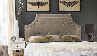 Safavieh Tallulah Light Oyster Arched Tufted Headboard Bedding 