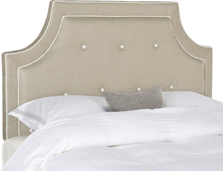 Safavieh Tallulah Light Oyster Arched Tufted Headboard Bedding 