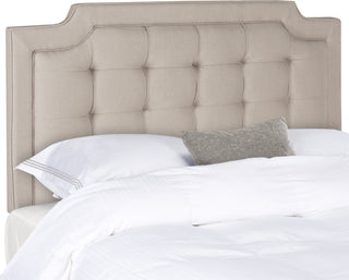 Safavieh Sapphire Tufted Linen Headboard Taupe Bedding main image