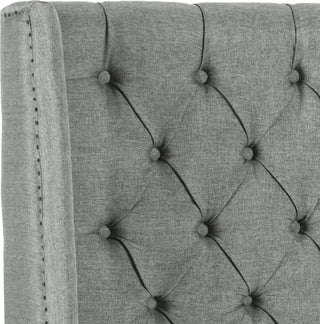 Safavieh London Grey Linen Tufted Winged Headboard-Flat Nail Heads Bedding 