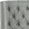 Safavieh London Grey Linen Tufted Winged Headboard-Flat Nail Heads Bedding 