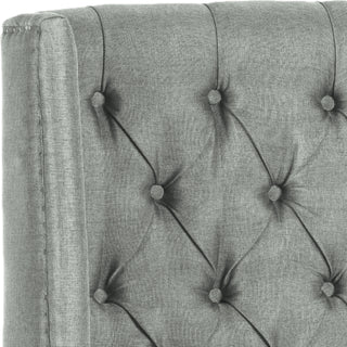 Safavieh London Grey Linen Tufted Winged Headboard-Flat Nail Heads Bedding 