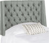 Safavieh London Grey Linen Tufted Winged Headboard-Flat Nail Heads Bedding 