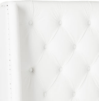 Safavieh London White Tufted Winged Headboard-Flat Nail Heads Bedding 