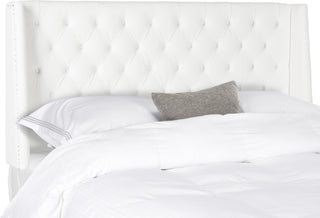 Safavieh London White Tufted Winged Headboard-Flat Nail Heads Bedding main image