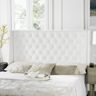 Safavieh London White Tufted Winged Headboard-Flat Nail Heads Bedding 