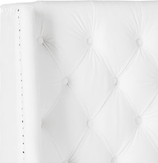 Safavieh London White Tufted Winged Headboard-Flat Nail Heads Bedding 