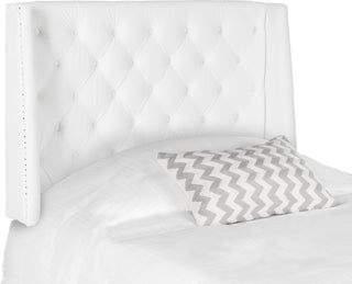 Safavieh London White Tufted Winged Headboard-Flat Nail Heads Bedding 