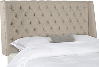 Safavieh London Taupe Tufted Linen Headboard-Flat Nail Heads Bedding main image