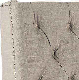 Safavieh London Taupe Tufted Linen Headboard-Flat Nail Heads Bedding 