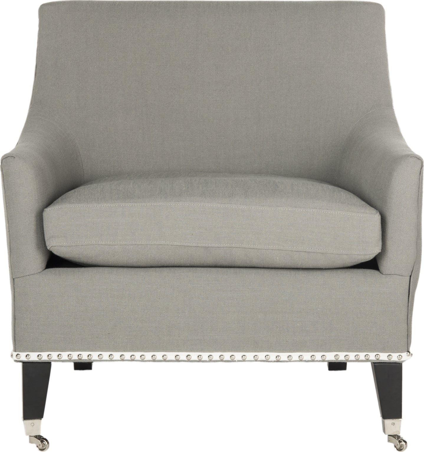 Safavieh Barlow Arm Chair With Silver Nail Heads Granite and Black Furniture main image