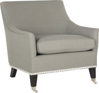 Safavieh Barlow Arm Chair With Silver Nail Heads Granite and Black Furniture 