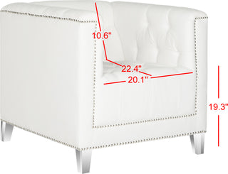 Safavieh Hollywood Glam Tufted Acrylic White Club Chair With Silver Nail Heads and Clear Furniture 