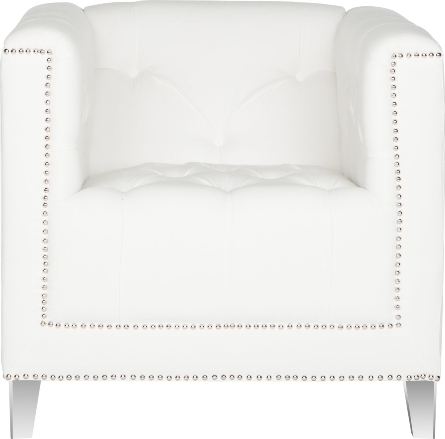 Safavieh Hollywood Glam Tufted Acrylic White Club Chair With Silver Nail Heads and Clear Furniture main image
