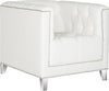 Safavieh Hollywood Glam Tufted Acrylic White Club Chair With Silver Nail Heads and Clear Furniture 