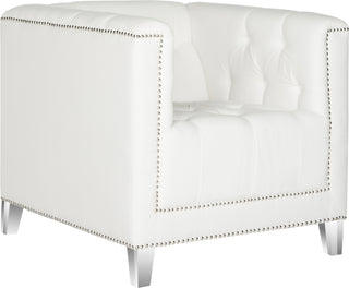 Safavieh Hollywood Glam Tufted Acrylic White Club Chair With Silver Nail Heads and Clear Furniture 