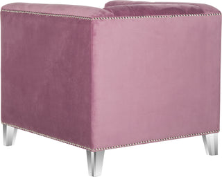 Safavieh Hollywood Glam Tufted Acrylic Plum Club Chair With Silver Nail Heads and Clear Furniture 