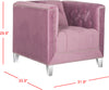 Safavieh Hollywood Glam Tufted Acrylic Plum Club Chair With Silver Nail Heads and Clear Furniture 