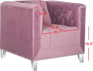 Safavieh Hollywood Glam Tufted Acrylic Plum Club Chair With Silver Nail Heads and Clear Furniture 