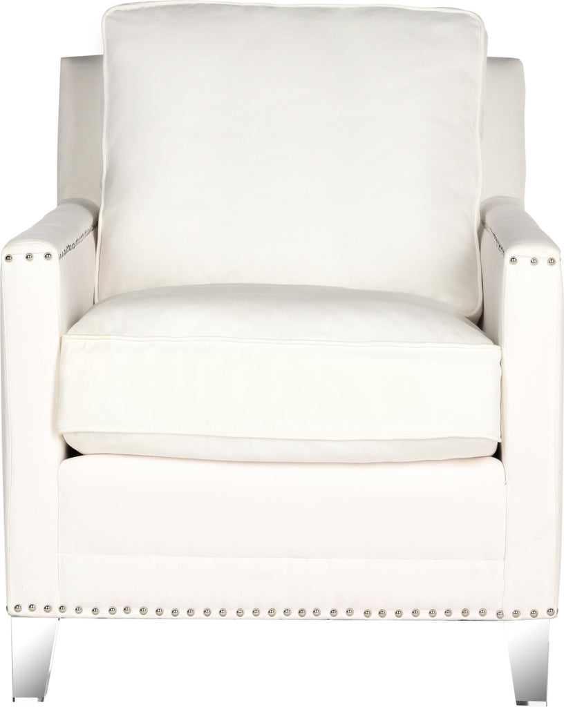 Safavieh Hollywood Glam Tufted Acrylic White Club Chair With Silver Nail Heads and Clear Furniture main image