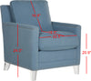 Safavieh Hollywood Glam Acrylic Tufted Blue Club Chair With Silver Nail Heads and Clear Furniture 
