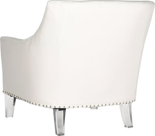 Safavieh Hollywood Glam Tufted Acrylic White Club Chair With Silver Nail Heads and Clear Furniture 