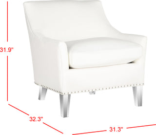 Safavieh Hollywood Glam Tufted Acrylic White Club Chair With Silver Nail Heads and Clear Furniture 