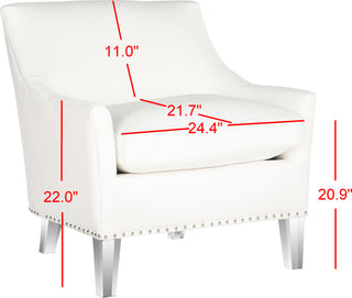 Safavieh Hollywood Glam Tufted Acrylic White Club Chair With Silver Nail Heads and Clear Furniture 