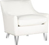 Safavieh Hollywood Glam Tufted Acrylic White Club Chair With Silver Nail Heads and Clear Furniture 