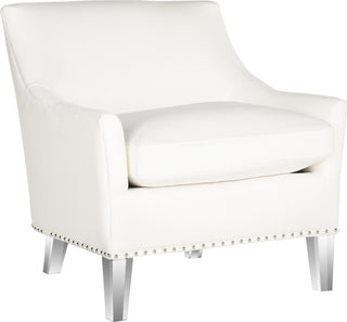 Safavieh Hollywood Glam Tufted Acrylic White Club Chair With Silver Nail Heads and Clear Furniture 