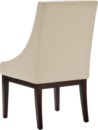 Safavieh Creme Leather Sloping Armchair Cream and Cherry Mahogany