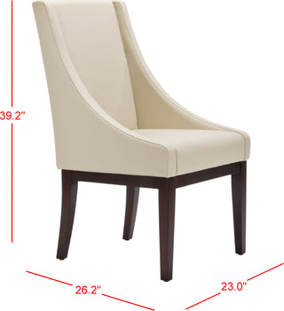 Safavieh Creme Leather Sloping Armchair Cream and Cherry Mahogany