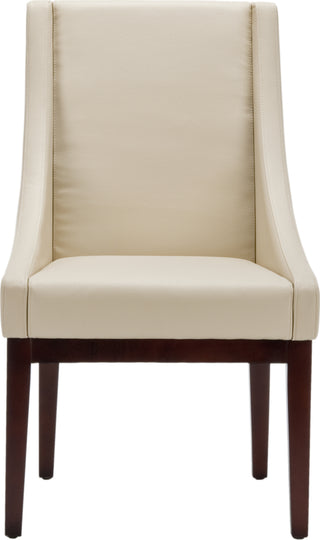 Safavieh Creme Leather Sloping Armchair Cream and Cherry Mahogany